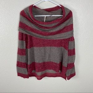 Free  people red & brown striped cowl sweater
